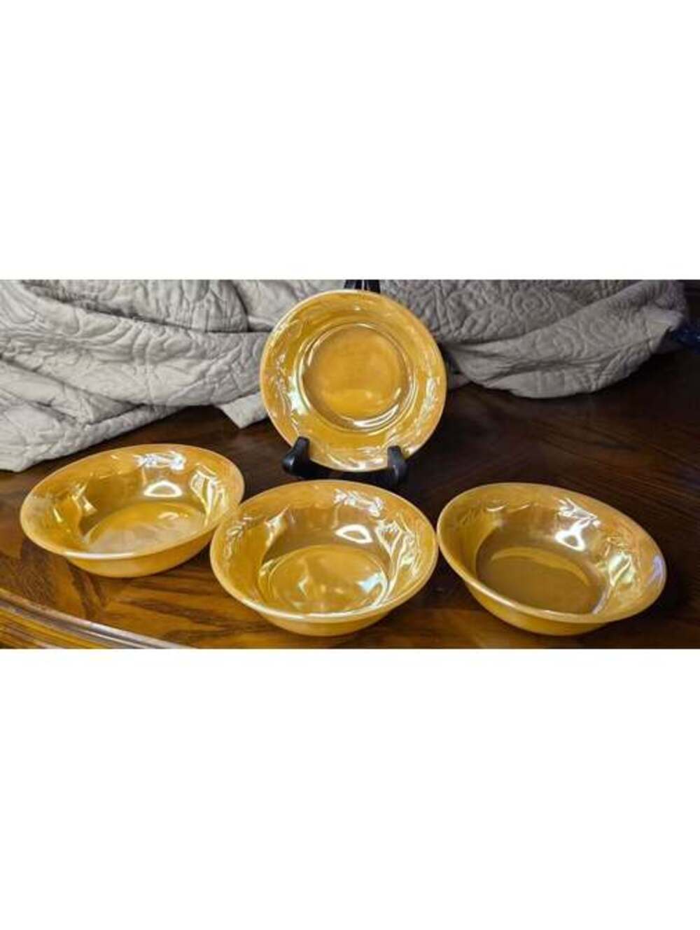 4-Vintage Fire King Luster Laurel Leaf 5" Bowls